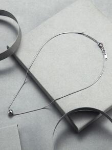 珠子裝飾項鍊 - 銀色 - 查看 2