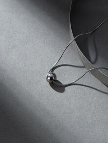 珠子裝飾項鍊 - 銀色 - 查看 3