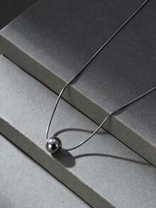 珠子裝飾項鍊 - 銀色 - 查看 4