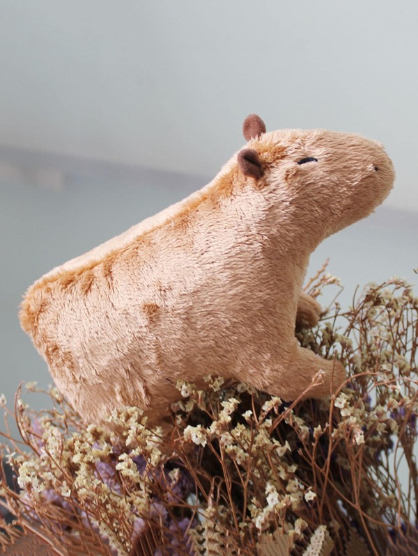 1pc Capybara Stuffed Animal Shaped Plush Toy, Cartoon Animal Shaped