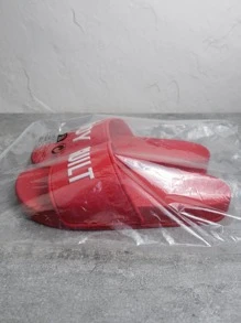 夏季時尚女式簡約家居輕便柔軟防滑拖鞋戶外耐磨減震拖鞋，L 碼，紅色 - 紅色 - 查看 8