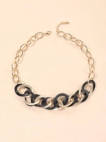 Two Tone Chain Necklace - Multicolor - View 2