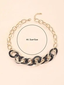 Two Tone Chain Necklace - Multicolor - View 3