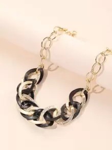 Two Tone Chain Necklace - Multicolor - View 1