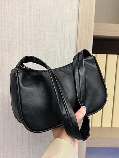 Minimalist Baguette Bag Solid Colour