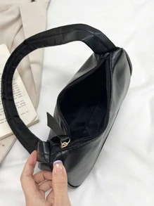 Minimalist Baguette Bag Solid Colour - Black - View 6