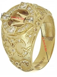 Anillo de decoración de diamantes de imitación con detalle de corona, joyería Punk a la moda, regalo para hombres, Popular - Dorado - Ver 3