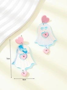 1對時尚愛心裝飾鬼耳墜適合女士適合派對 - 彩色 - 查看 4