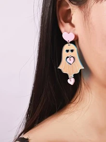 1對時尚愛心裝飾鬼耳墜適合女士適合派對 - 彩色 - 查看 2