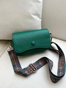 Túi vuông nhỏ thời trang màu xanh lá cây có dây đeo vai có thể điều chỉnh - màu xanh lá - Xem 3