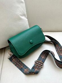 Túi vuông nhỏ thời trang màu xanh lá cây có dây đeo vai có thể điều chỉnh - màu xanh lá - Xem 2