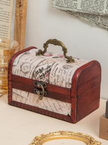1 pièce Boîte à bijoux en bois, boîte de rangement à bijoux de conception vintage pour la maison