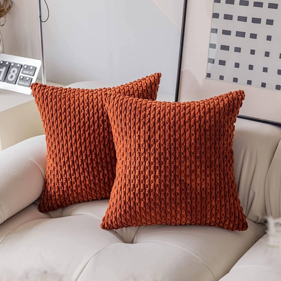 1 Vỏ Gối Sọc Bohemian Màu Đỏ Gạch Màu Cam (Không Bao Gồm Lõi Gối) Vỏ Gối Vuông Trang Trí Sọc Màu Mềm Thời Trang Hiện Đại, Thích Hợp Cho Giường Sofa Phòng Ngủ, Tất Cả Các Mùa - trái cam - Xem 1