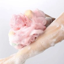 1pc Foaming Bath Ball, Creative Ice Cream Shaped Bath Cleaning Loofah For Bathroom Home Bathroom Decor - Pink - View 5