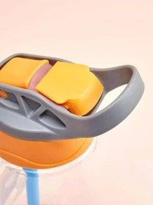 1个480毫升儿童水瓶，适合男孩女孩学生使用，带吸管，可爱卡通图案，防漏，便携 - 黃色 - 查看 3