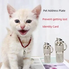 1入組極簡寵物身份牌適用於貓和狗狗適用於戶外 - 銀色 - 查看 4