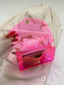 Mini Neon Pink Flap Chain Square Bag Funky Style - Hot Pink - View 6