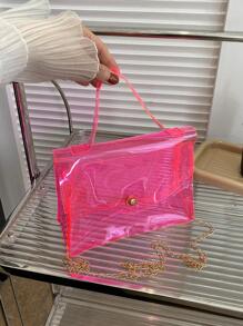 Mini Neon Pink Flap Chain Square Bag Funky Style - Hot Pink - View 1
