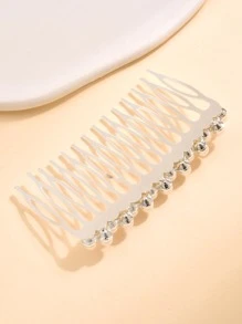 Phụ nữ Faux Pearl Decor Chải tóc thanh lịch để trang trí tóc - Bạc - Xem 4