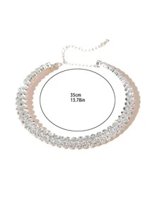 1 vòng cổ trang trí hình khối Zirconia sang trọng dành cho nữ dự tiệc - Bạc - Xem 4