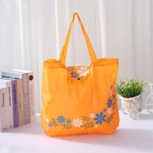 1 Túi Mua Sắm Họa Tiết Hoa, Túi Có Thể Gập Lại Màu Cam Dacron Và Spandex Hiện Đại Cho Gia Đình - trái cam - Xem 3