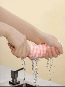 10pcs Chevron Pattern Cleaning Rag, Modern Two Tone Random Color Cleaning Cloth For Household - Multicolor - View 3
