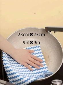 10pcs Chevron Pattern Cleaning Rag, Modern Two Tone Random Color Cleaning Cloth For Household - Multicolor - View 5