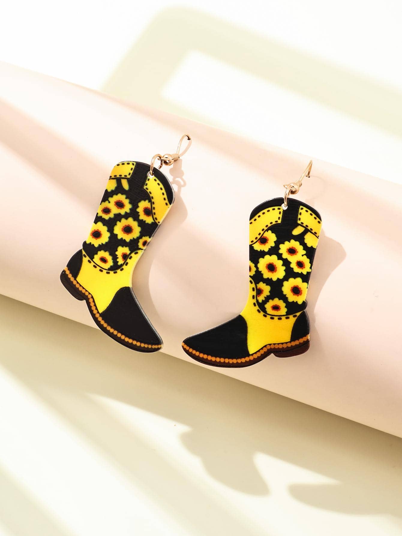 1雙復古向日葵圖案靴子耳墜適合女士日常裝飾 - 彩色 - 查看 1