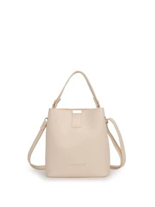 Túi xô tối giản Màu trơn Chi tiết dập nổi - trắng - Xem 5