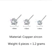 1對時尚方晶鋯石星星耳釘適合女士男士日常裝飾 - 星星 - 查看 5