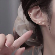 1對時尚方晶鋯石星星耳釘適合女士男士日常裝飾 - 星星 - 查看 3