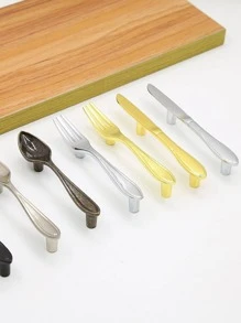 1只創意刀叉形狀廚房櫥櫃把手 - 金色 - 查看 5