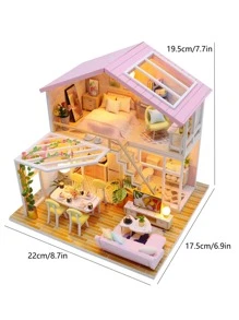 1 zestaw willa projekt domu rzemiosło drewniane, nowoczesny Mini projekt domu dla lalek drewno DIY rzemiosło dla dzieci, prezent