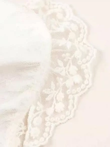 1pc Baby Girl White Lace Flower Vintage Style Embroidered Fetal Hat, Palace-Style Infant Cap, Soft Baby Hat, Newborn Cap - 白色 - 查看 6