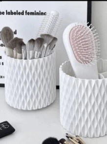 1pc Solid Color Storage Box, Nordic Plain Color Makeup Brush Storage Holder For Home - White - View 3