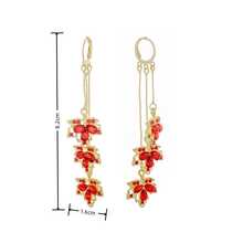 1對魅力四射鋅合金水鑽楓葉耳墜適合女士適合派對 - 彩色 - 查看 4