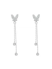 1 Quyến Rũ Đính Đá Cubic Zirconia Bướm & Tua Rua Kim Loại Bạc Bông Tai Giọt Dành Cho Nữ Cho Đảng - Bạc - Xem 6