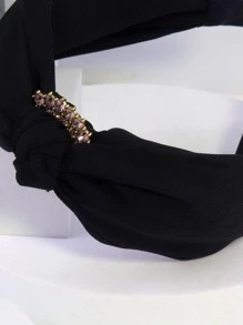 1入組女士水鑽和結飾髮箍日常裝飾 - 黑色 - 查看 3