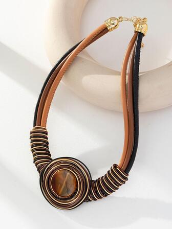 圓形裝飾多層次項鍊