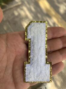 1pc Letter H Patch Sticker, Modern Polyester White Sequin Decor Sticker For Clothes Decoration - White - View 8