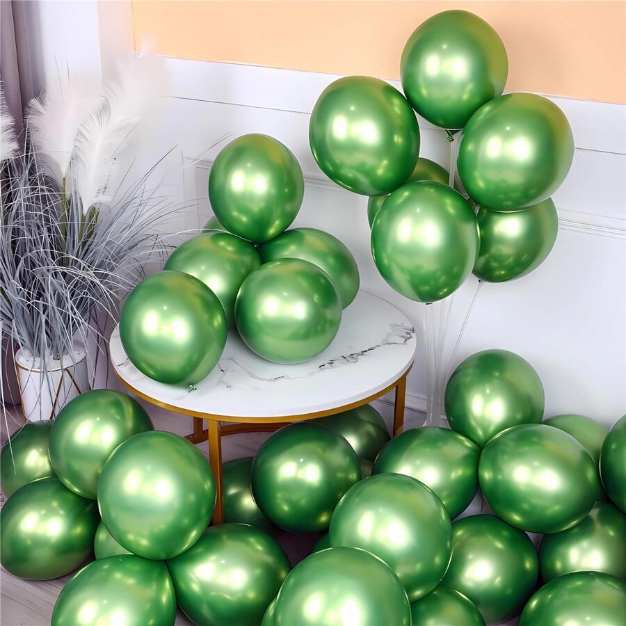 30 piezas Globo decorativo de color metálico - Verde - Ver 1