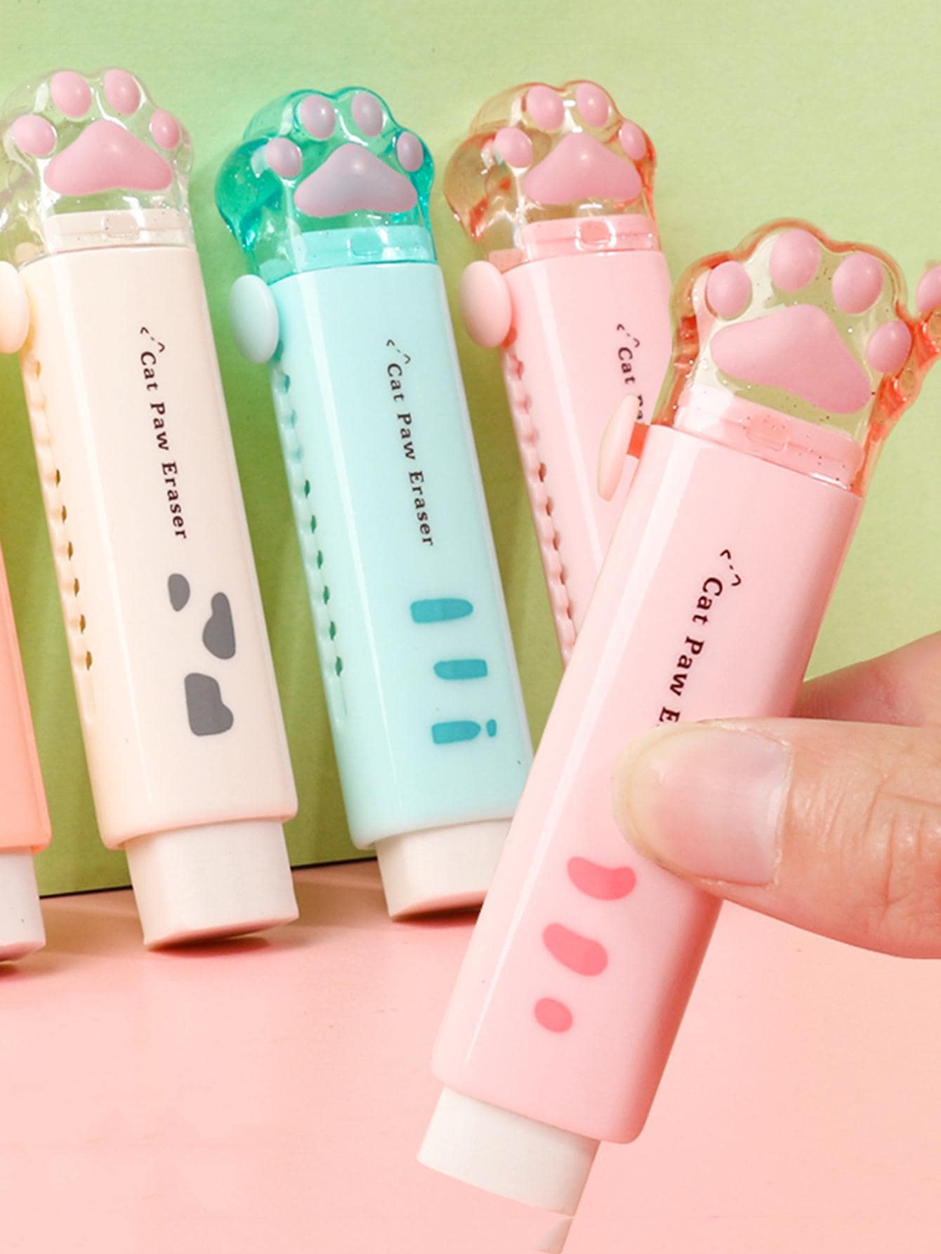 1pc Paw Shaped Random Eraser, Cartoon Pencil Eraser For Students - Multicolor - View 1