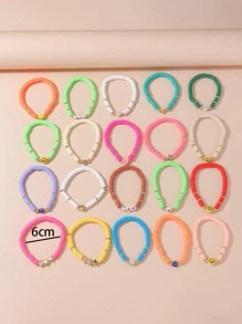 20 piezas/set Pulsera con cuenta bohemio expresión & con adorno de corazón para mujeres para decoración diaria - Multicolor - Ver 3