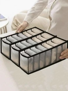 1 件可见网格储物袋，用于整理衣柜和抽屉中的内衣和袜子，大学宿舍必需品，杂物袋衣服储物抽屉整理器，用于内衣、内裤、胸罩、袜子抽屉衣柜整理器壁橱储物绗缝袋床下整理盒抽屉/衣柜整理器/壁橱储物/绗缝袋床下整理盒整理器储物箱壁橱整理器，用于衣物衣柜储物壁橱隔板，用于卧室毛衣袜子裤子牛仔裤 - 黑色 - 查看 3