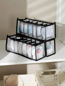 1 件可见网格储物袋，用于整理衣柜和抽屉中的内衣和袜子，大学宿舍必需品，杂物袋衣服储物抽屉整理器，用于内衣、内裤、胸罩、袜子抽屉衣柜整理器壁橱储物绗缝袋床下整理盒抽屉/衣柜整理器/壁橱储物/绗缝袋床下整理盒整理器储物箱壁橱整理器，用于衣物衣柜储物壁橱隔板，用于卧室毛衣袜子裤子牛仔裤 - 黑色 - 查看 5