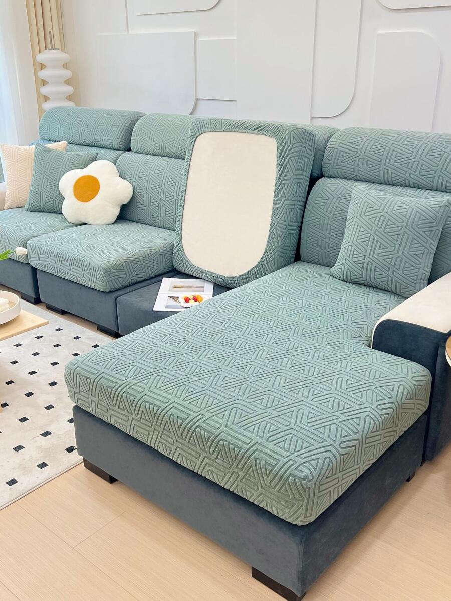 1入組幾何樣式彈性沙發座套 - 綠色 - 查看 1