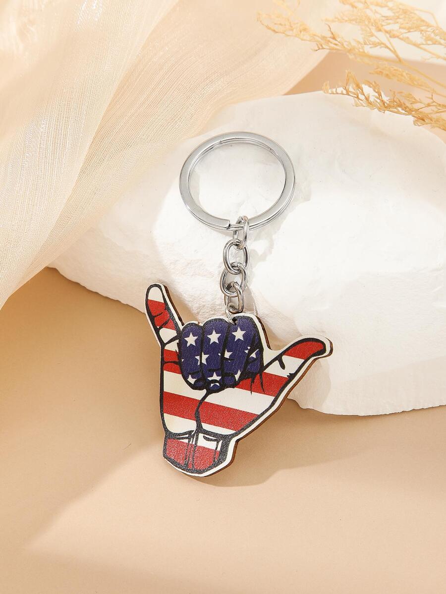 Móc khóa nữ họa tiết sọc hình ngôi sao hình bàn tay sáng tạo cho ngày quốc khánh Mỹ - Nhiều màu - Xem 1