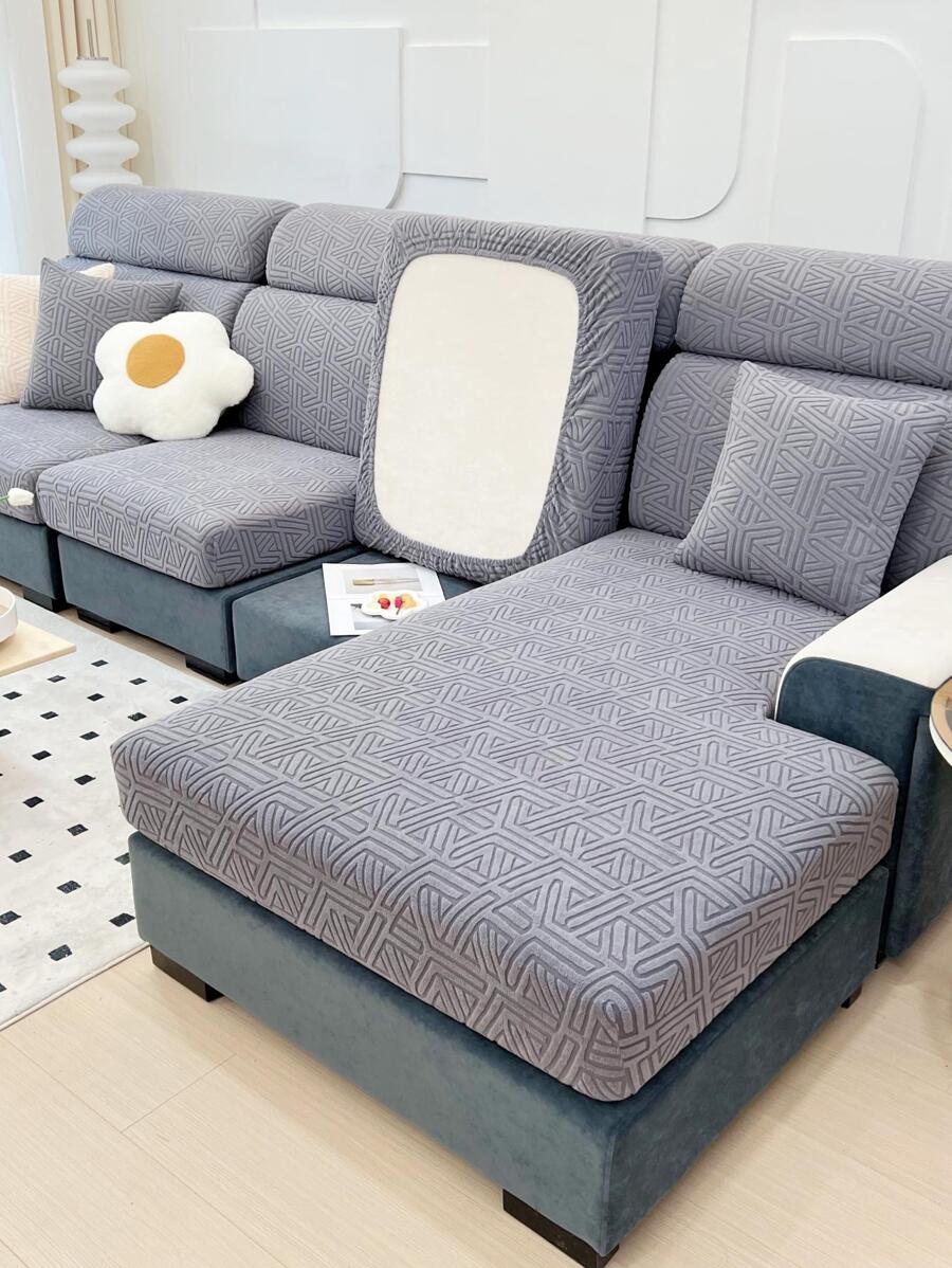 1入組幾何樣式彈性沙發座套 - 淺灰色 - 查看 1