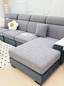 1入組幾何樣式彈性沙發座套 - 淺灰色 - 查看 3