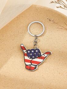 Móc khóa nữ họa tiết sọc hình ngôi sao hình bàn tay sáng tạo cho ngày quốc khánh Mỹ - Nhiều màu - Xem 4